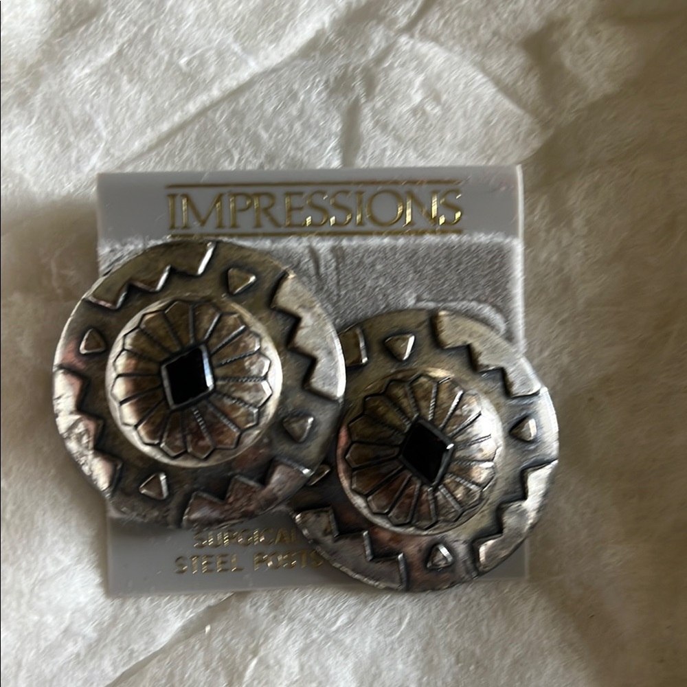 Impressions Silver and Black Earrings